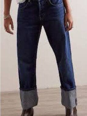 Dark Blue Women’s Relaxed Cuff Jeans